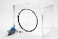 Large Volume Test Chamber for LISST-100/-100X Horizontal acrylic chamber with O-ring and drain valve. Ideal for doing background measurements (zscats) with an optical path reduction module in place.